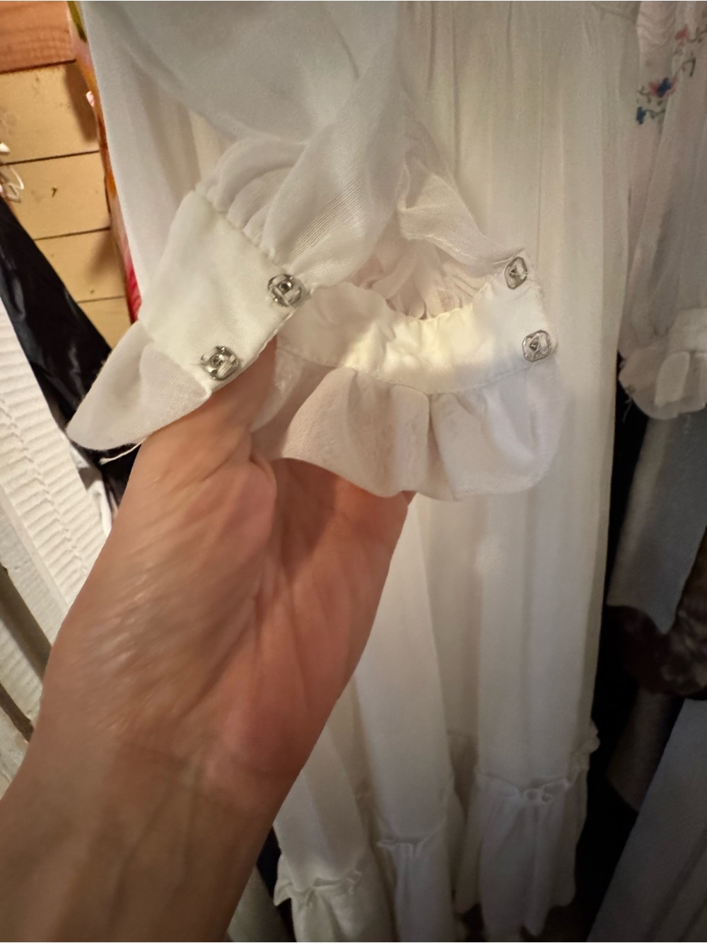 Ivory Embroidered Ruffle-Trim Maxi Dress - Picture 3 of 10